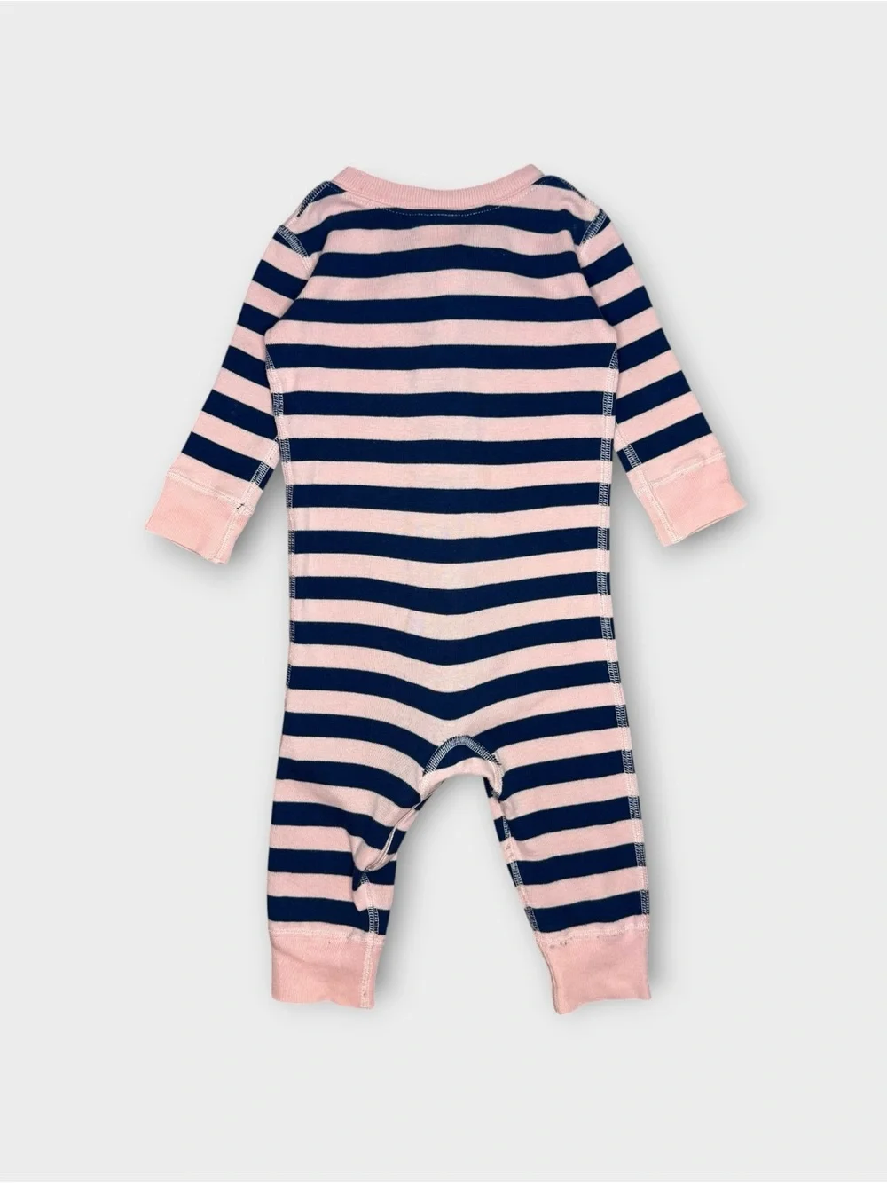 Hanna Andersson Pink & Navy Blue Rugby Striped Organic Sleeper